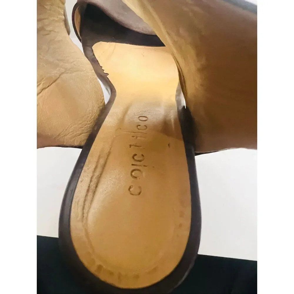 Coclico Women's LEather Limin Platform Sandal Sz 37 Heel 4.5